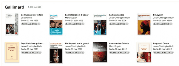 Gallimard sur l'ibook store (ipad)