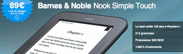 Le Nook Simple Touch à 89 euros