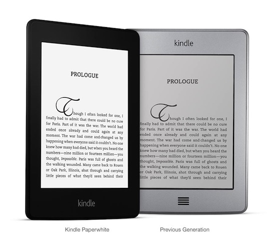 Comparaison de contraste entre Kindle classique et Paperwhite