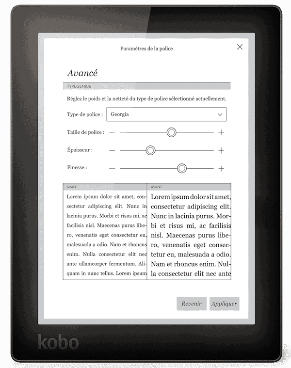 Configuration de la Kobo Aura