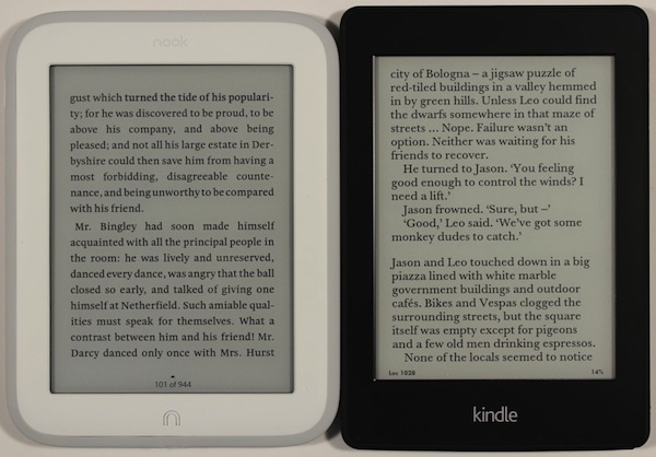 kindle paperwhite comparatif nook glowlight