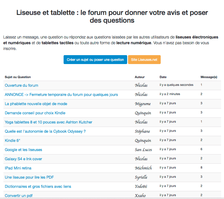 forum liseuse electronique