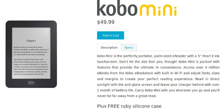 nouvelle Kobo Mini version 2015