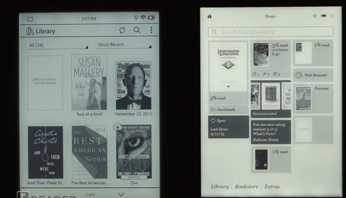 éclairage sur liseuse Nook glowlight plus et sur kobo glo hd