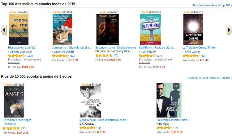 ebooks indépendants chez Amazon