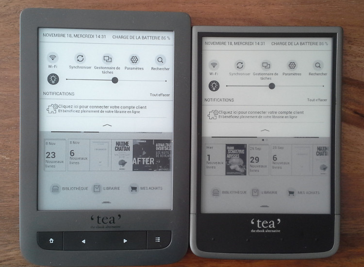 comparaison luminosité liseuses tea ultra et touch lux 3