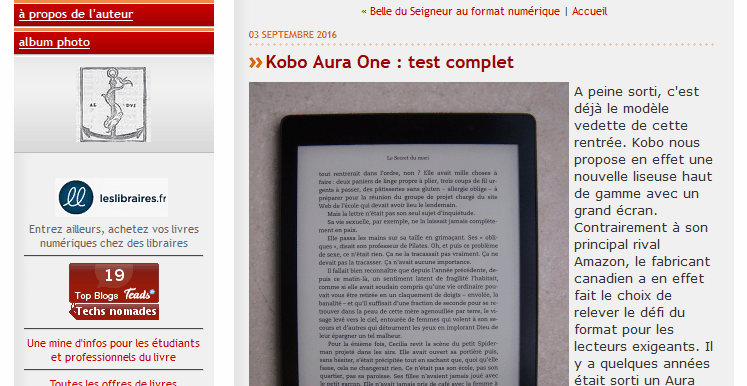 Test Kobo Aura One chez Aldus