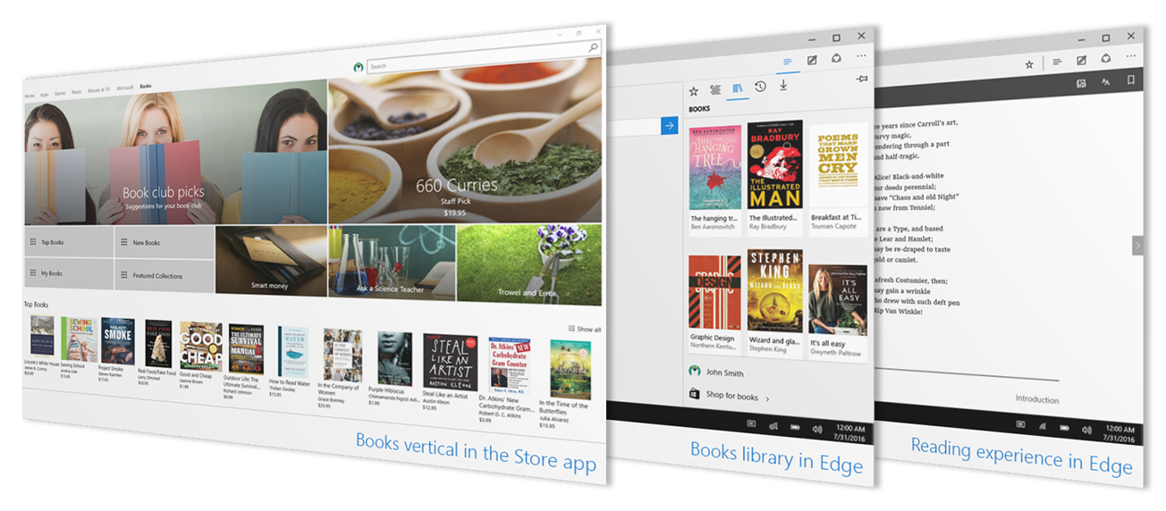 Windows 10 ebookstore livres numériques