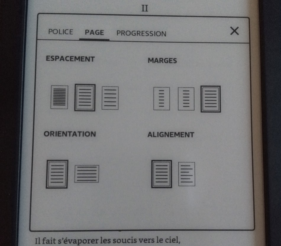 configuration page kindle