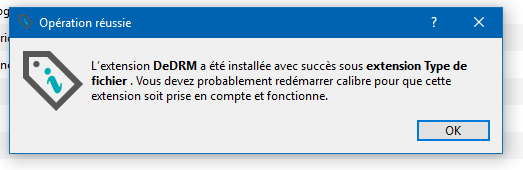 confirmation installation drm calibre