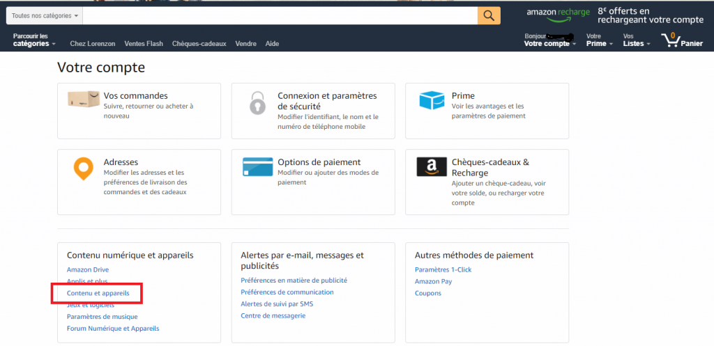 Contenuti e dispositivi di gestione dei contenuti di Amazon