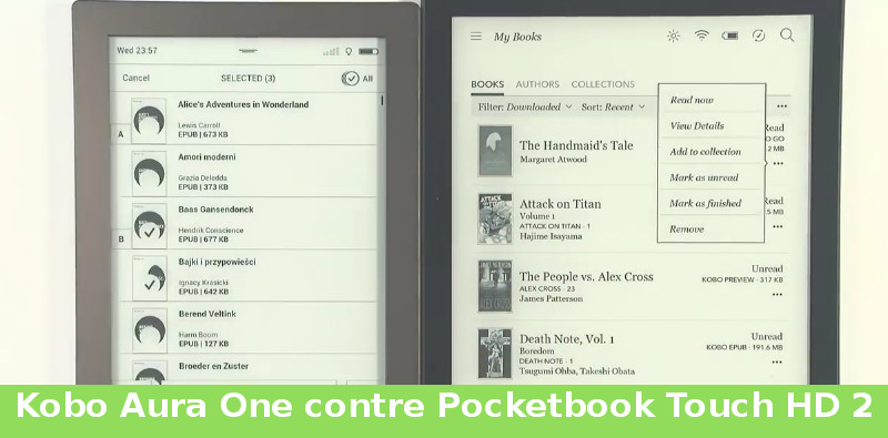 Kobo Aura One contre Pocketbook Touch HD 2