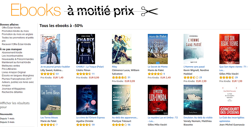 promo ebook à moitié prix réduction