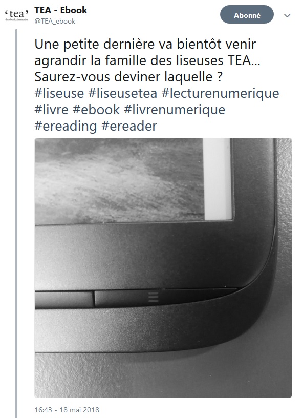 annonce liseuse tea inkpad 3 twitter