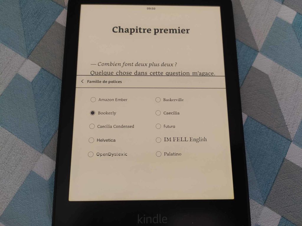 ajout police de caractère kindle