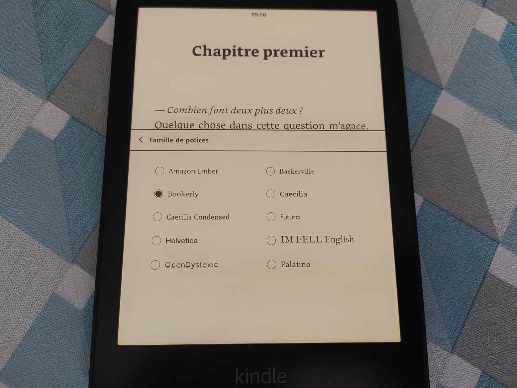 ajout police de caractère kindle