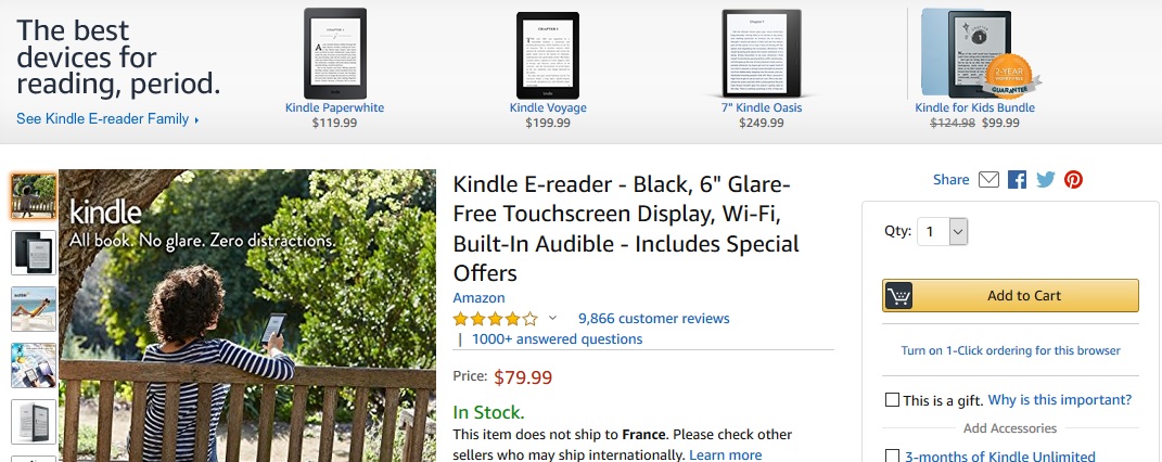 kindle pas chère usa