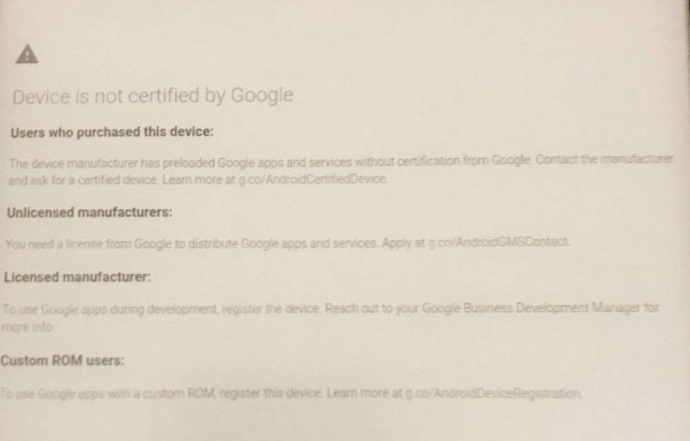 Android device not certified google play