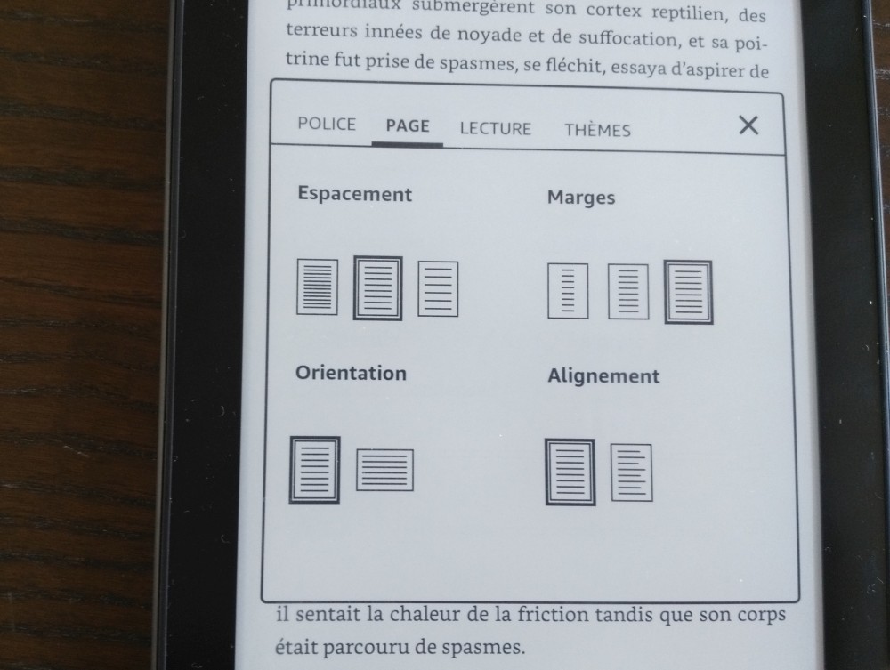 Test Kindle Paperwhite : réglage des marges et de la page sur la liseuse