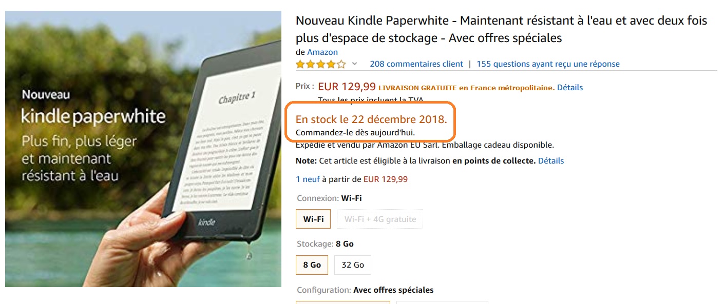 Rupture de stock Kindle Paperwhite