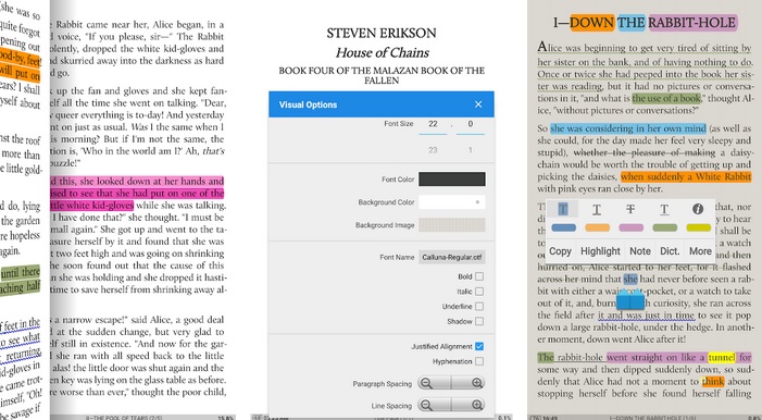 Application Moon Reader pour lire sur tablette Android