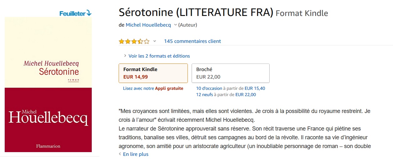 Sérotonine Amazon Kindle Houellebecq