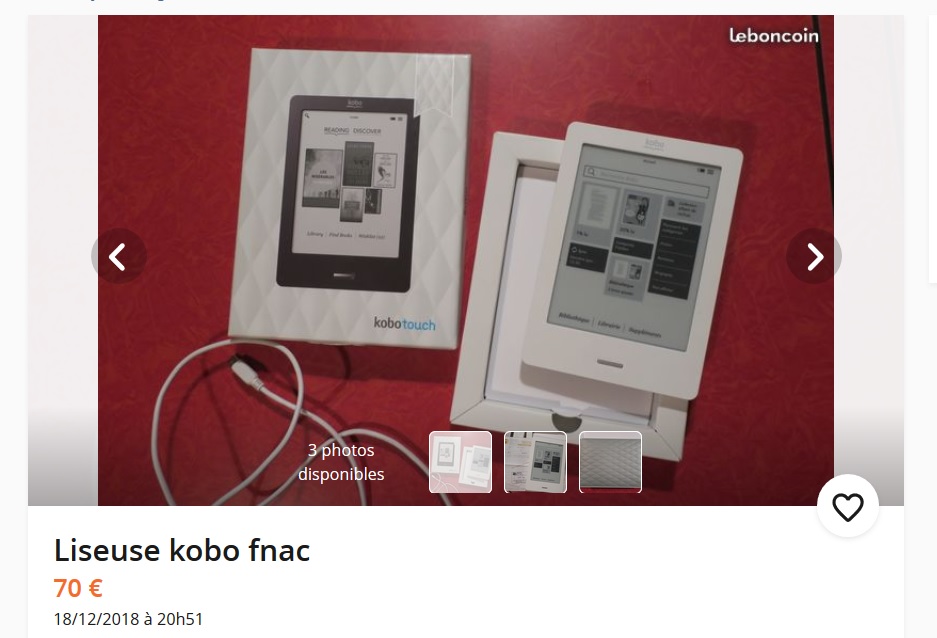 Une Kobo Touch d'occasion un peu chère