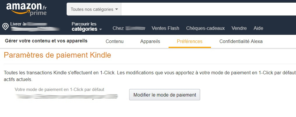 Préférences des appareils et contenus Amazon / Kindle