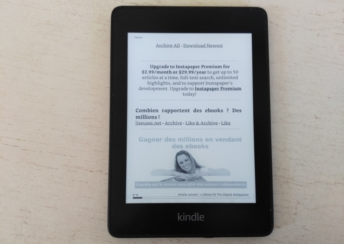 Un article du site à lire sur liseuse Kindle Paperwhite