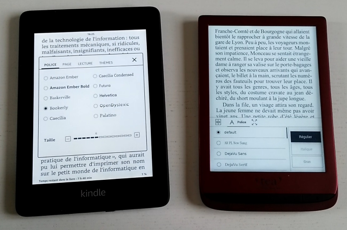 liseuse kindle paperwhite et touch lux 4 comparatif