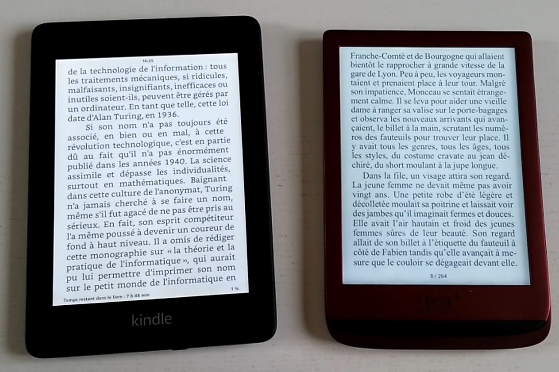 liseuse kindle paperwhite et touch lux 4 comparatif