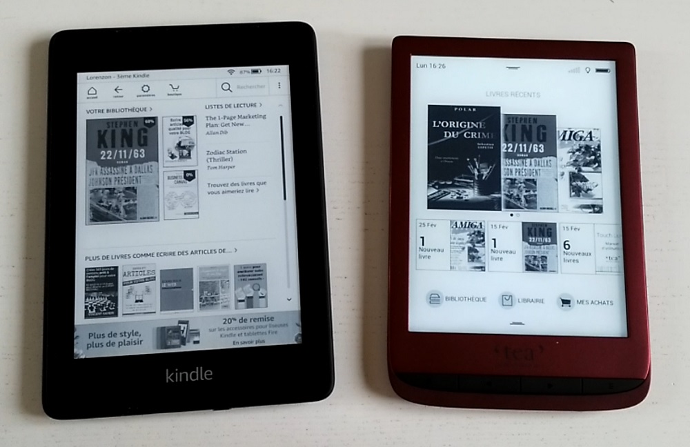 liseuse kindle paperwhite et touch lux 4 comparatif