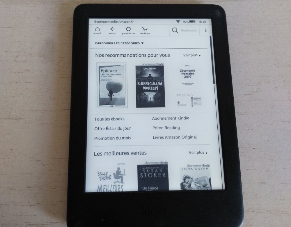 boutique sur la liseuse Kindle