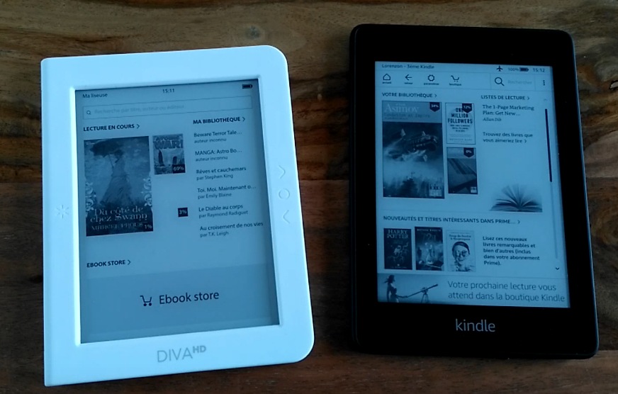 comparatif liseuse bookeen diva et kindle