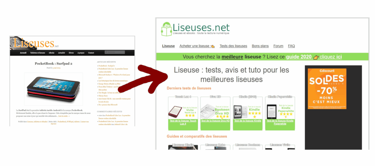 évolution du site liseuses.net