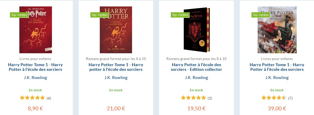 édition de Harry Potter format papier