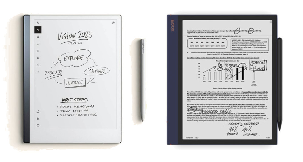 Liseuse reMarkable 2 ou Onyx Boox Note Air comparatif