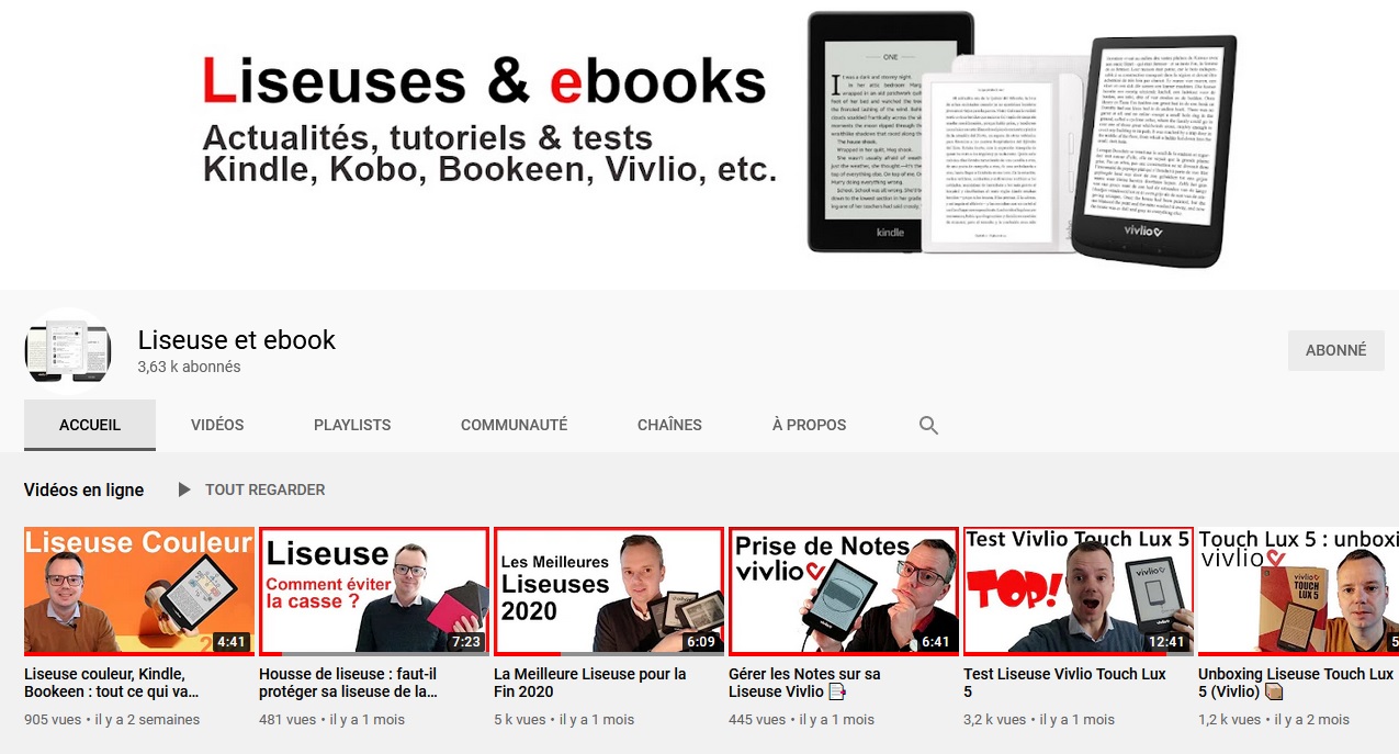 chaine youtube liseuse et ebook