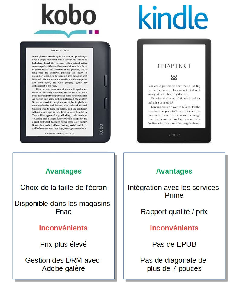 Kobo ou Kindle en 2024 : comparatif des marques de liseuses