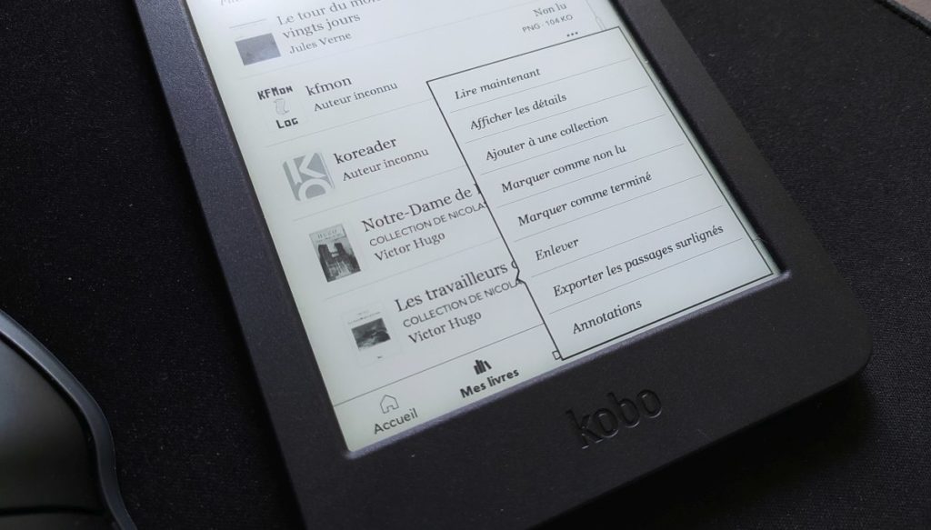 Exporter les notes et récupérer les annotations sur une liseuse Kobo