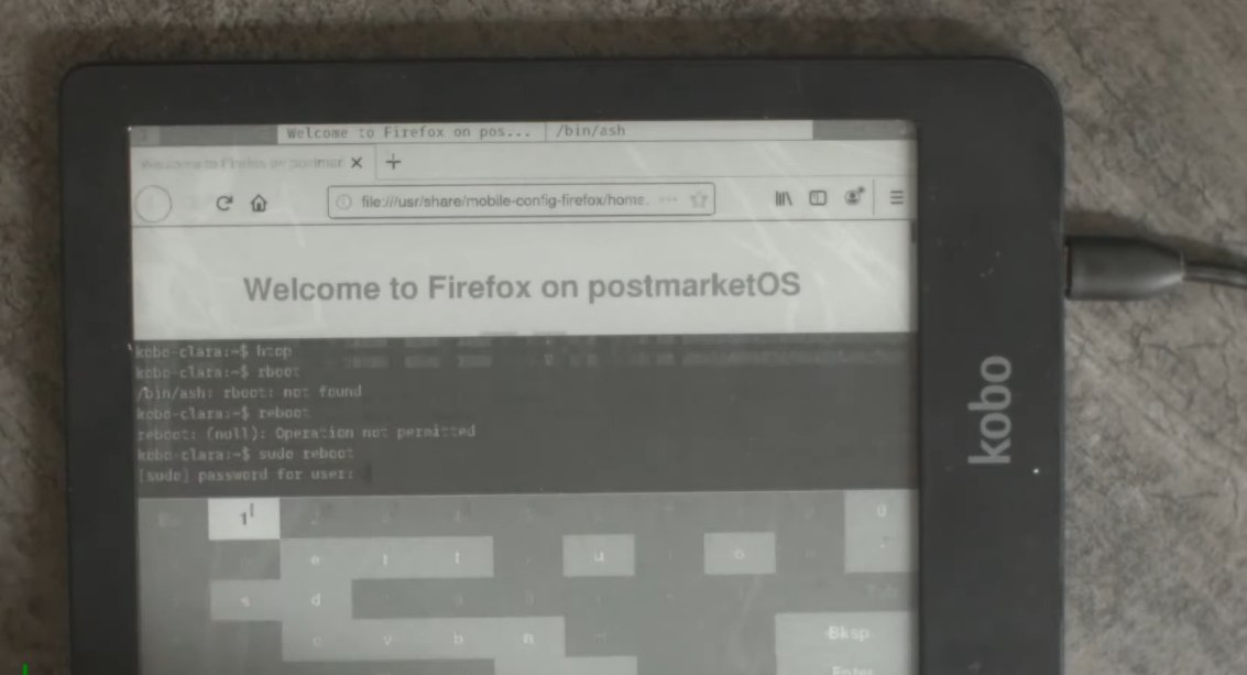 postmarketos et firefox sur kobo clara hd