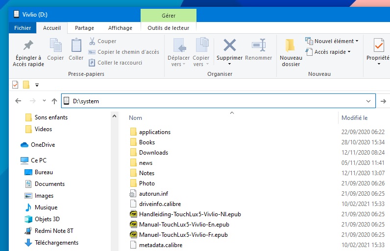 accès dossier système vivlio