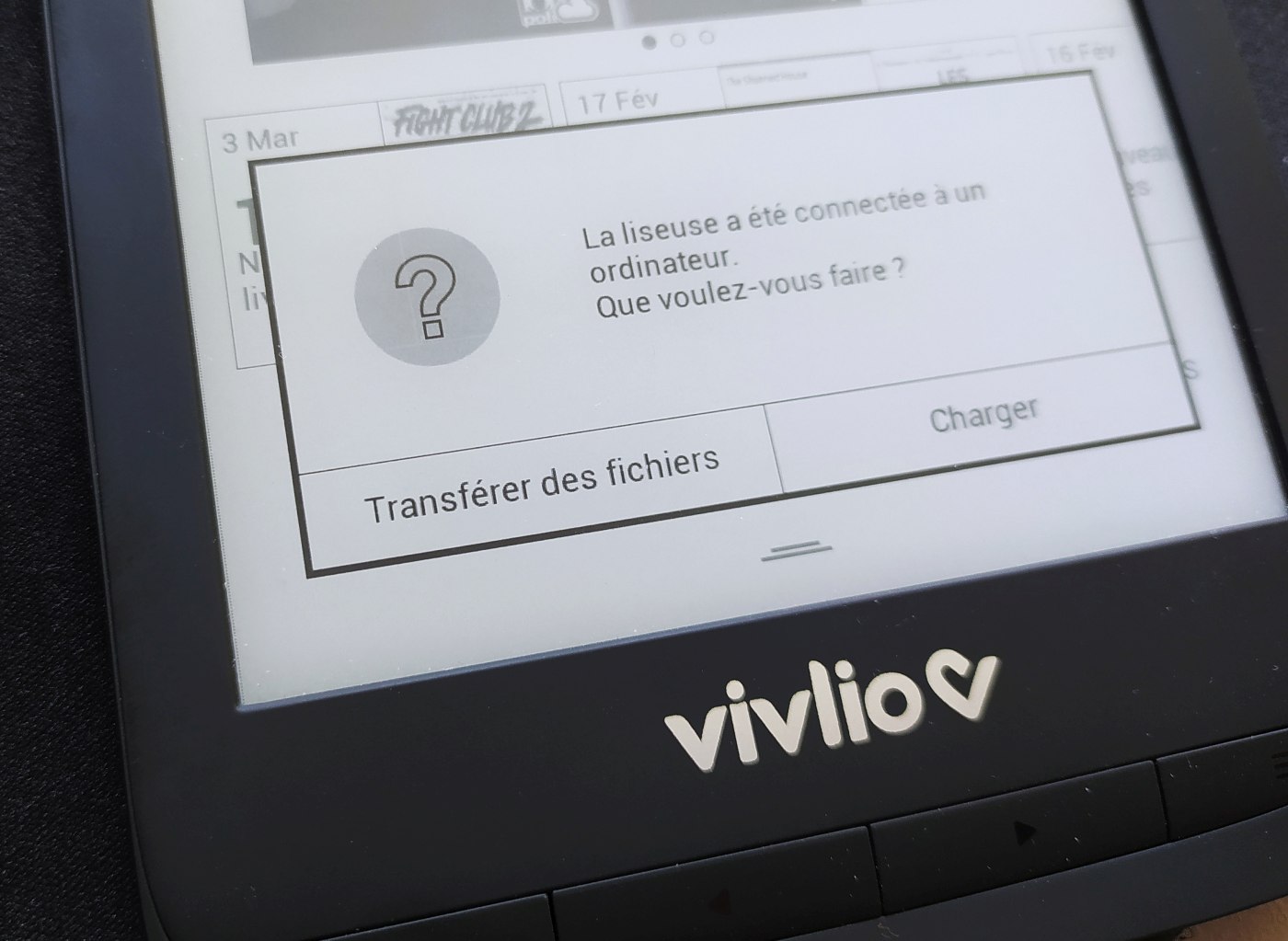 transfert des fichiers sur liseuse vivlio