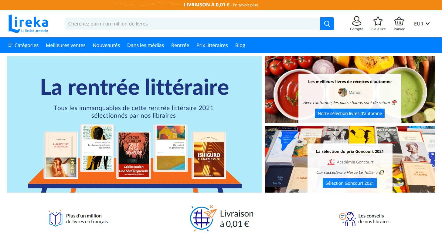 lireka libraire français en ligne