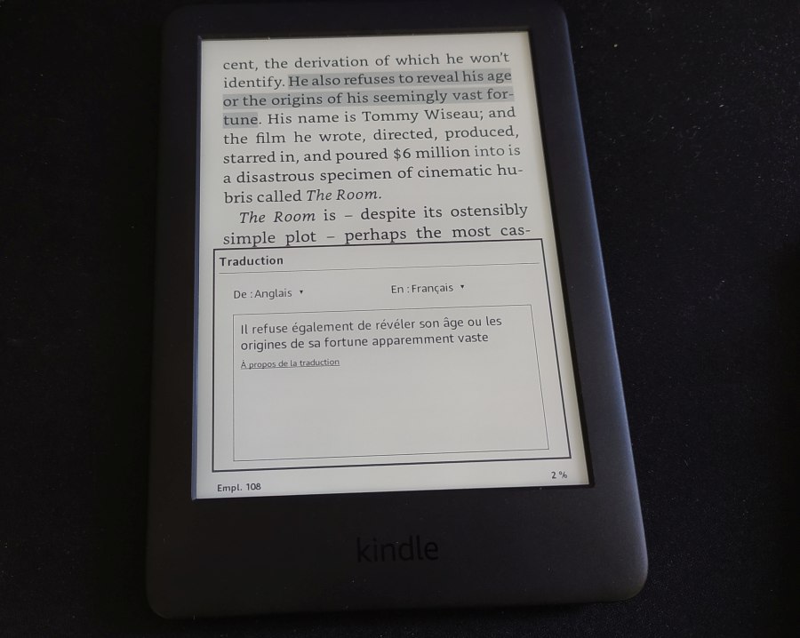 traduction phrases dictionnaire liseuse kindle, kindle paperwhite