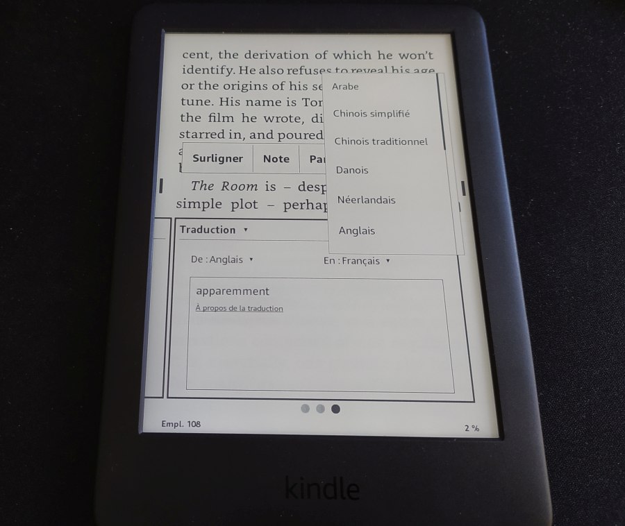 traduction dictionnaire liseuse kindle, kindle paperwhite