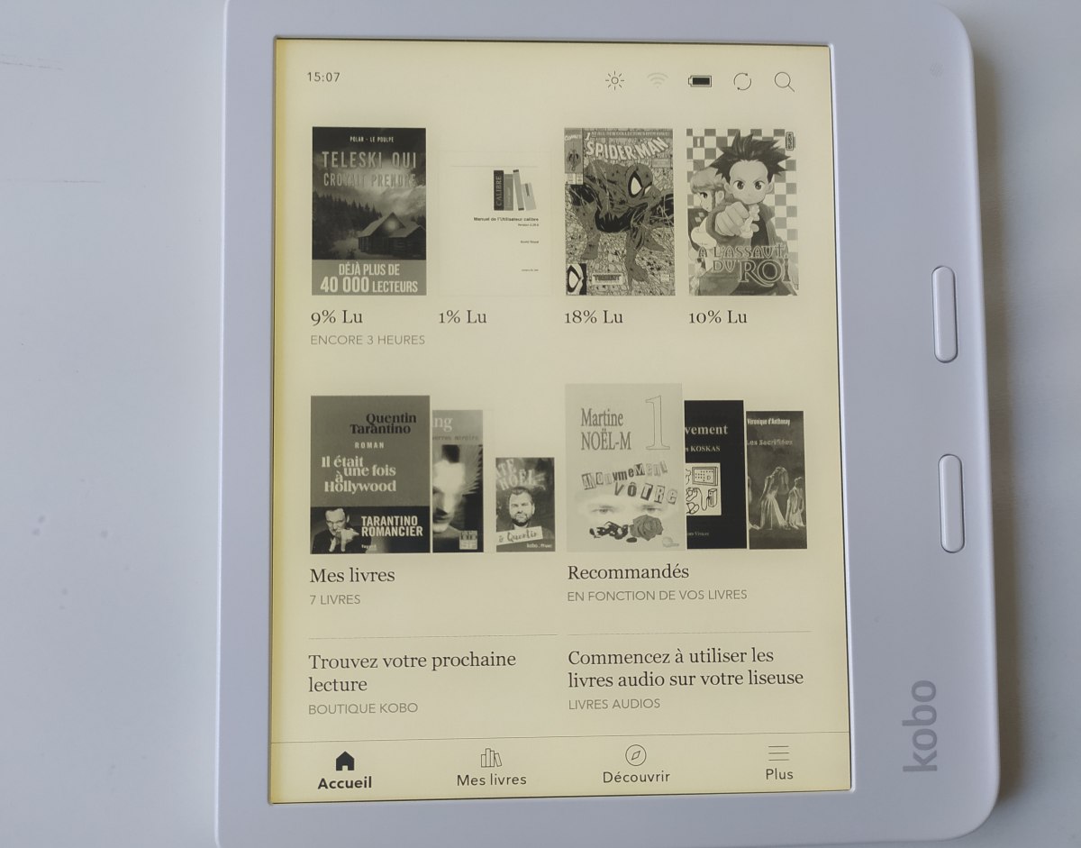 test kobo libra 2 écran accueil