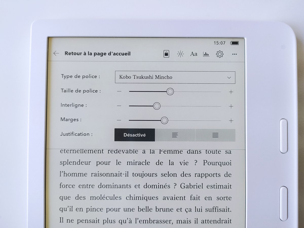 test kobo libra 2 paramètres