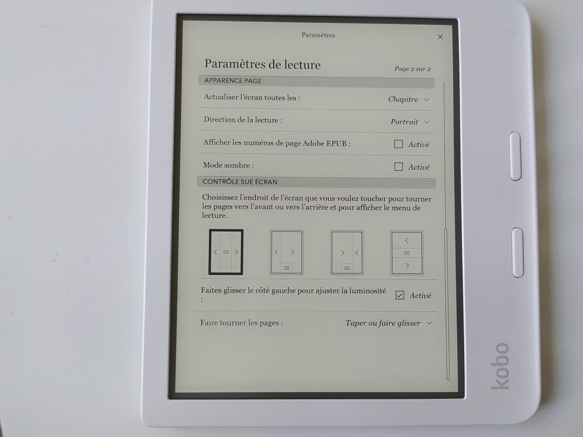 test kobo libra 2 paramètres