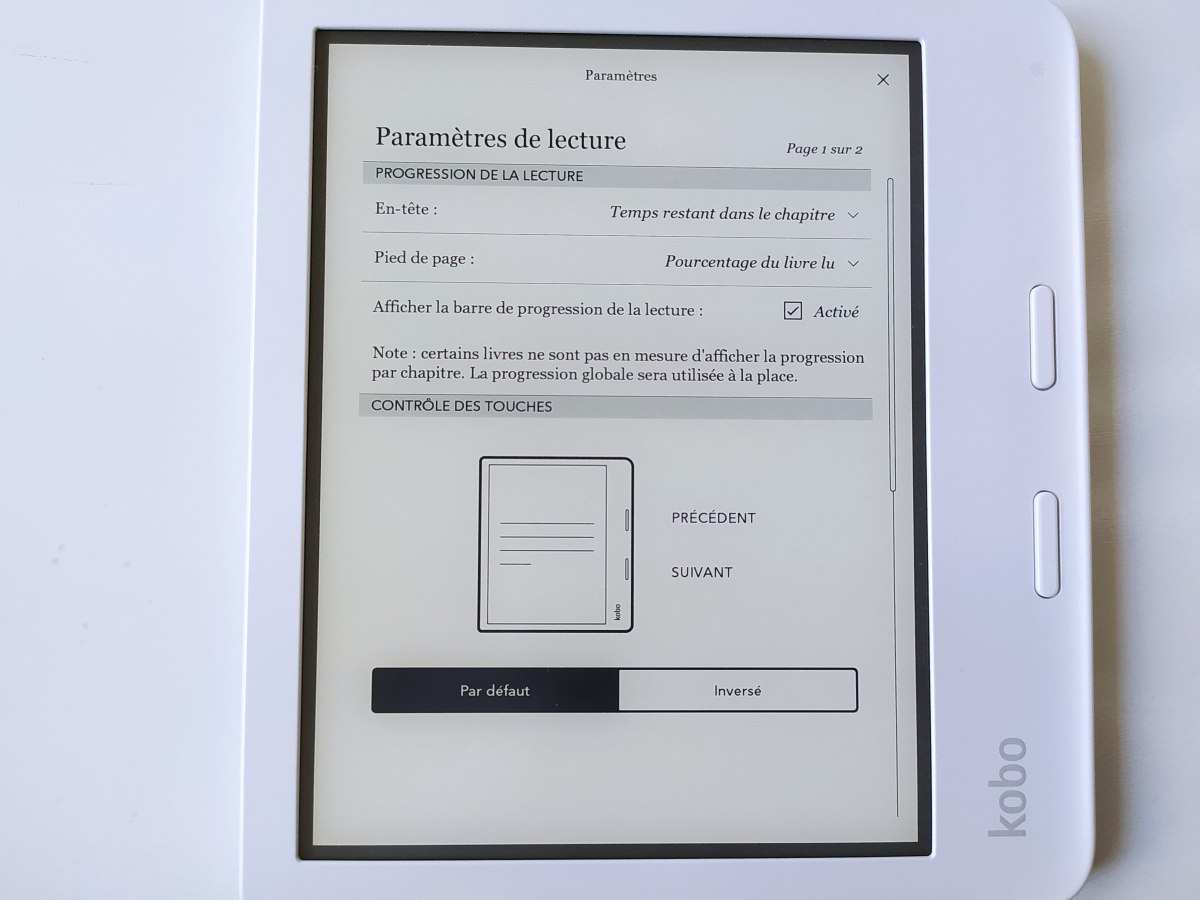 test kobo libra 2 paramètres